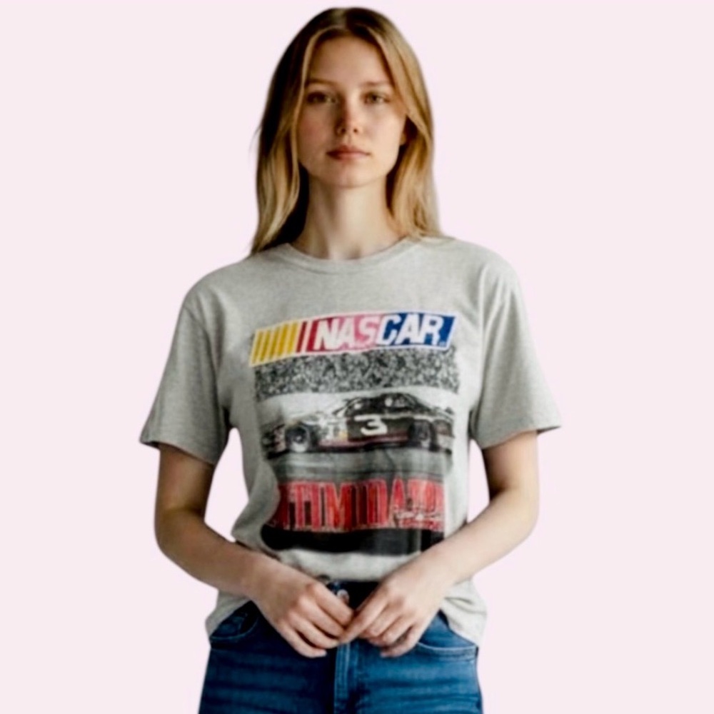 Nascar Heather Gray Short Sleeve Graphic Tee with Multicolor Logo